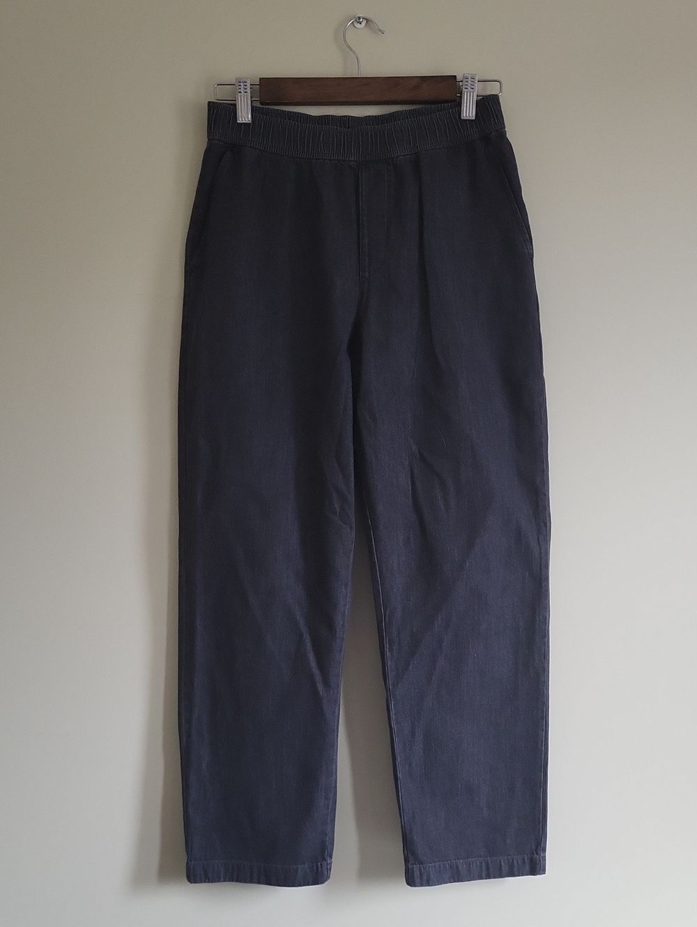 Uniqlo Cotton Straight-Leg Pull-on Elastic Waist Pants, Size S